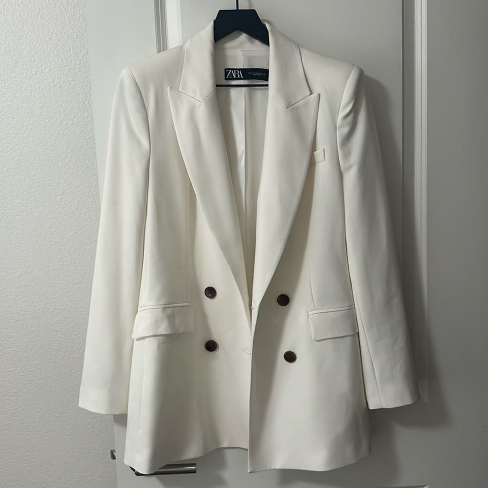 ZARA Taliored Double Breasted Blazer- Cream- Medium